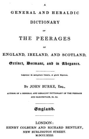 A general and heraldic dictionary of the peerages of England, Ireland and Scotland